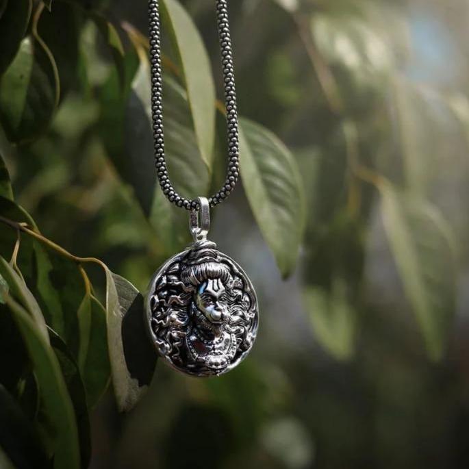 Hanuman Ji Pendant Oxodaised Silver Chain