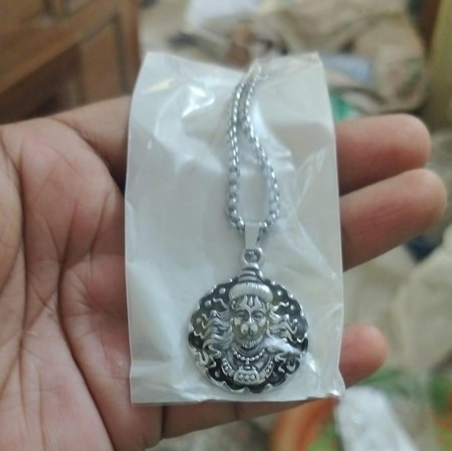 Hanuman Ji Pendant Oxodaised Silver Chain